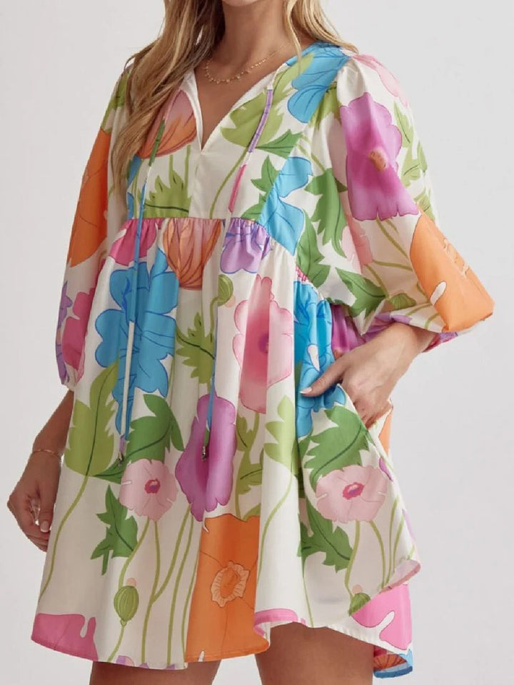 Claire | Floral Babydoll A-Line Midi Dress