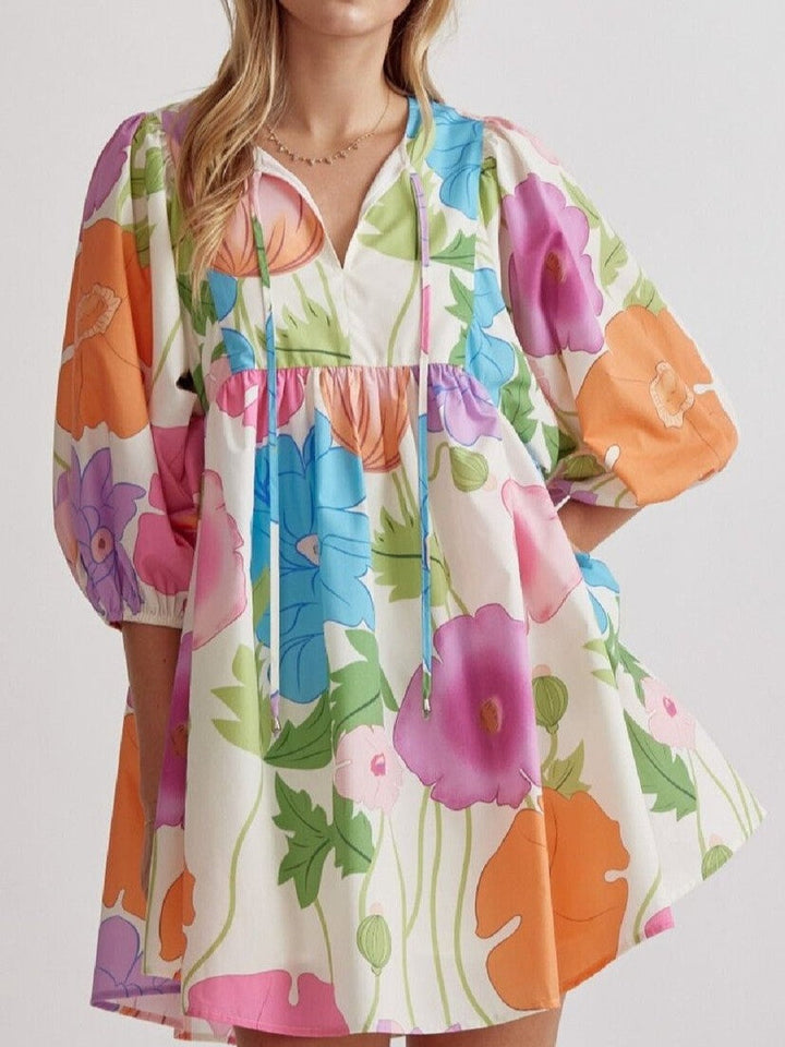 Claire | Floral Babydoll A-Line Midi Dress