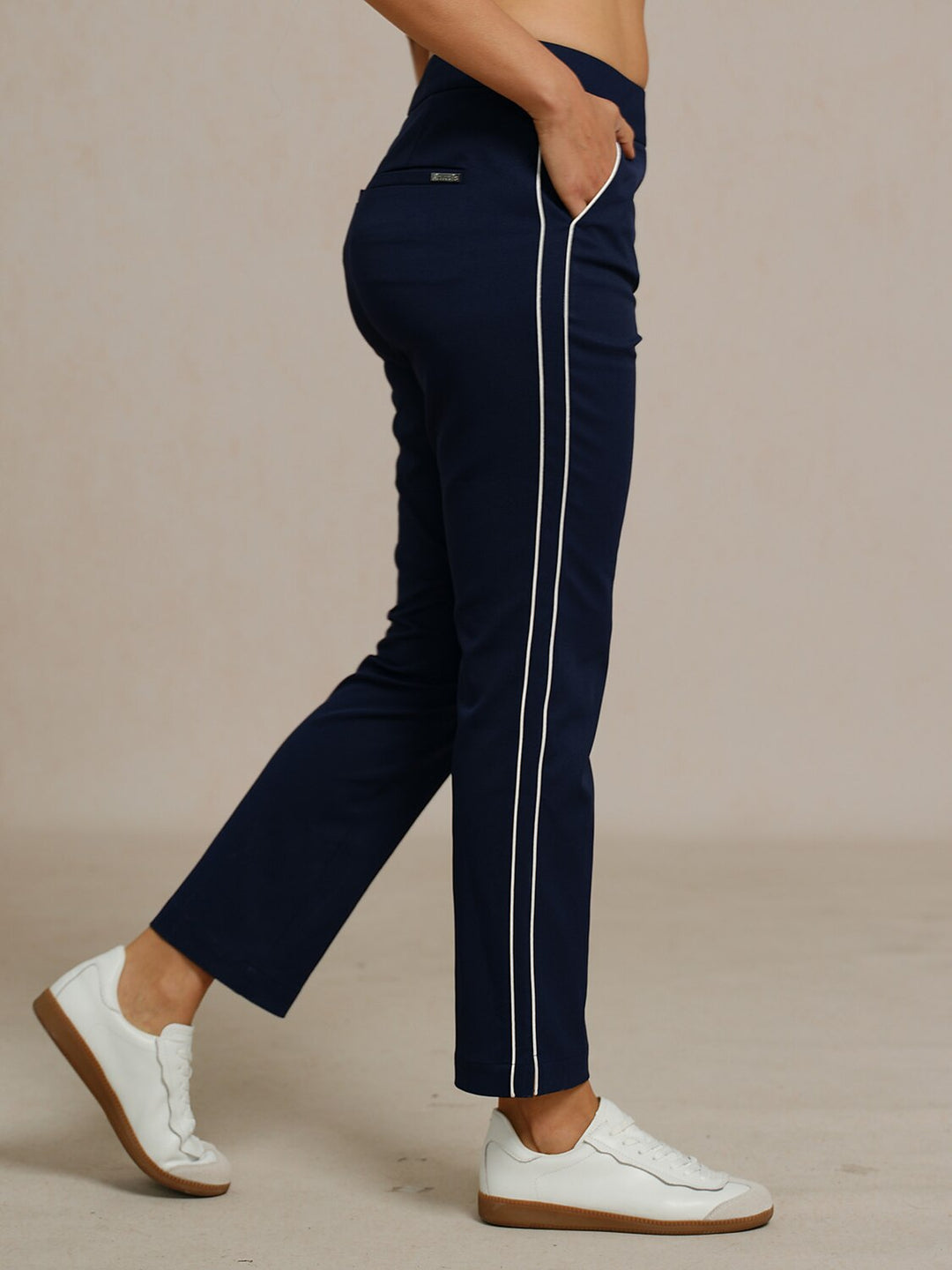 Stephanie | Stretch Trimmed Ankle Pants