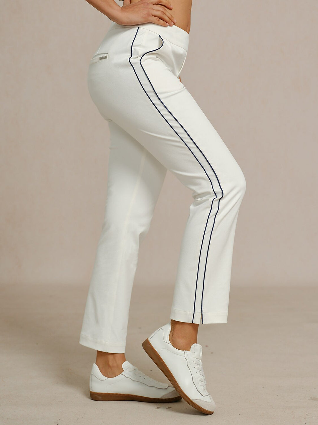 Stephanie | Stretch Trimmed Ankle Pants