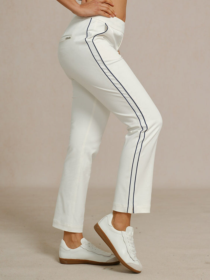 Stephanie | Stretch Trimmed Ankle Pants