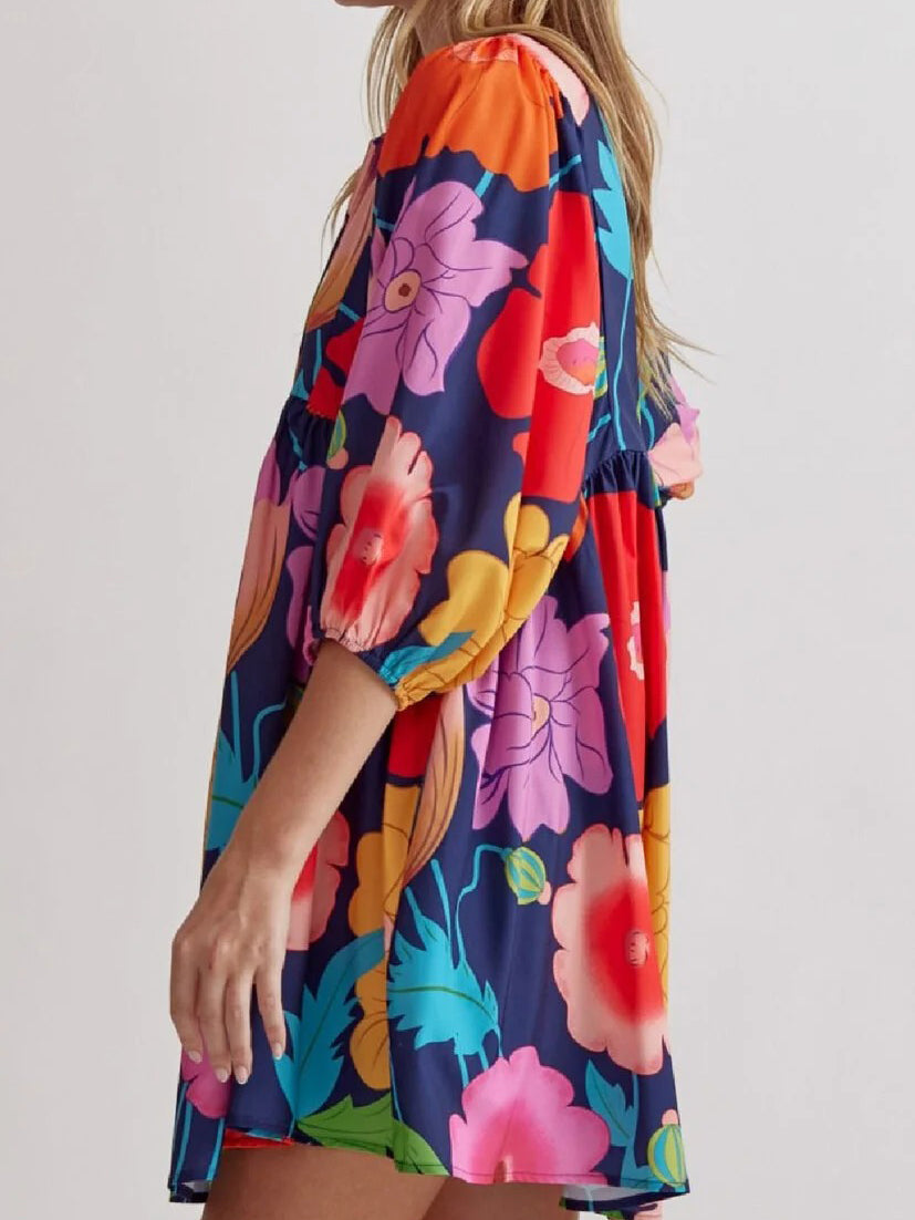 Claire | Floral Babydoll A-Line Midi Dress